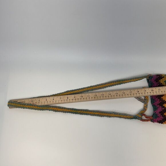 Veranda Wear Crossbody Bag Pink Multicolor Woven Boho Hippie Festival Handmade - Picture 9 of 10